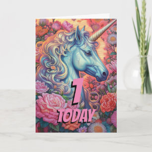 Carte Unicorne magique 1er anniversaire