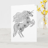 Carte Unicorne magique inspirée (Fleur jaune)