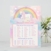 Carte Unicorne Nom Jeu Anniversaire & Baby shower (Debout devant)