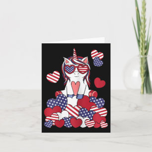 Carte Unicorne patriotique 4 juillet États-Unis Drapeau 