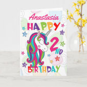 Carte Unicorne personnalisée 2e anniversaire (Fleur jaune)