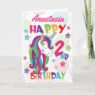 Carte Unicorne personnalisée 2e anniversaire
