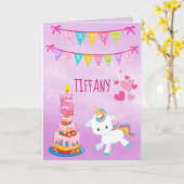 Carte Unicorne personnalisée 5e anniversaire (Fleur jaune)