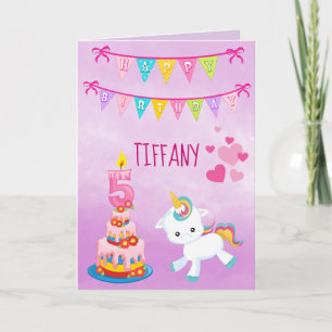 Carte Unicorne personnalisée 5e anniversaire