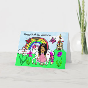 Carte Unicorne personnalisée et princesse Anniversaire
