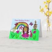 Carte Unicorne personnalisée et princesse Anniversaire (Fleur jaune)
