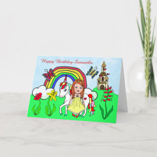 Carte Unicorne personnalisée et princesse Anniversaire