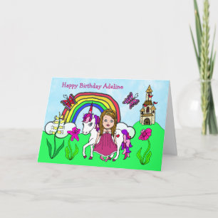 Carte Unicorne personnalisée et princesse Anniversaire