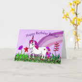 Carte Unicorne personnalisée, Fleurs, Anniversaire des p (Fleur jaune)