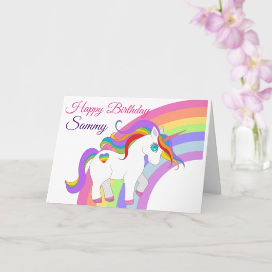 Carte Unicorne pour l'anniversaire de la petite fille Pe (Orchidée)