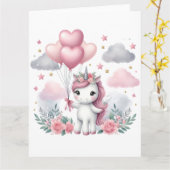 Carte Unicorne rose (Fleur jaune)