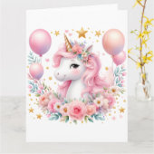 Carte Unicorne rose (Fleur jaune)