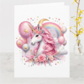 Carte Unicorne rose (Fleur jaune)