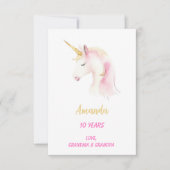 Carte Unicorne rose blanc heureux anniversaire (Devant)