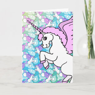 Carte Unicorne rose et blanc