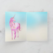 Carte Unicorne rose or Confetti Nom personnalisé (Intérieur)