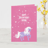 Carte Unicorne rose violet (Fleur jaune)