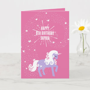 Carte Unicorne rose violet