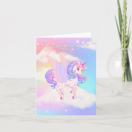 Carte Unicorne rose violet (Devant)