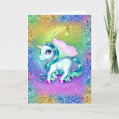Carte Unicorne sur la lune Arc-en-ciel Anniversaire (Devant)