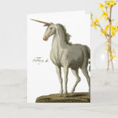 Carte Unicorne vintage, anniversaire (Fleur jaune)