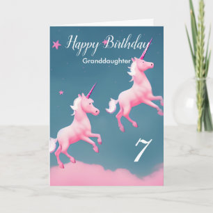 Carte Unicornes colorées Bonne Petite-fille d'anniversai
