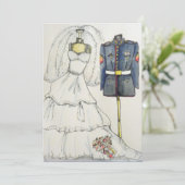 Carte uniforme marin et robe mariage (Debout devant)