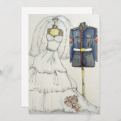Carte uniforme marin et robe mariage (Devant / Derrière)