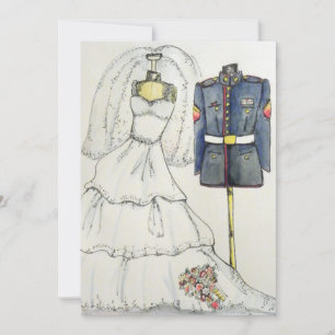 Carte uniforme marin et robe mariage