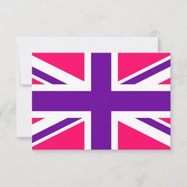 Carte Union Jack rose et violet (Devant)
