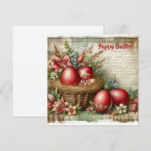 Carte unique de fleurs printanières d'œufs de Pâqu (Devant / Derrière)