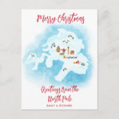 Carte unique du pôle Nord illustrée Joyeux Noël (Devant)