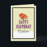 Carte Unique Funny Happy Birthday Card Avec Nom Personna<br><div class="desc">Carte d'anniversaire jaune et rose pastel unique avec texte d'anniversaire heureux conçu de façon créative avec des fleurs roses. La carte est personnalisable. Vous pouvez remplacer le nom sur le devant de la carte par le nom de votre personne d'anniversaire,  pour le rendre personnel</div>