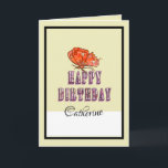 Carte Unique Funny Happy Birthday Card Avec Nom Personna<br><div class="desc">Carte d'anniversaire jaune et rose pastel unique avec texte d'anniversaire heureux conçu de façon créative avec des fleurs roses. La carte est personnalisable. Vous pouvez remplacer le nom sur le devant de la carte par le nom de votre personne d'anniversaire,  pour le rendre personnel</div>