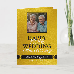 Carte Unique Gold Parente Photo 50e anniversaire