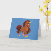 Carte Unique la licorne debout Fière (Fleur jaune)
