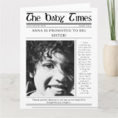 Carte Unique Newspaper Big Sister Pregnancy Announcement (Devant)