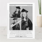 Carte Unique Newspaper Graduation 4 Photo Collage 2026  (Dos)