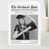 Carte Unique Newspaper Graduation 4 Photo Collage 2026  (Devant)