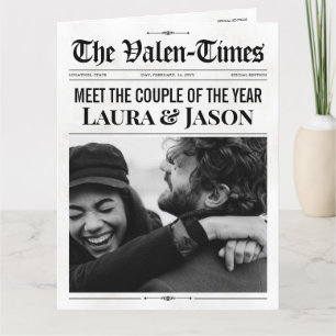 Carte unique Valentines Day, Couples Newspaper Cad