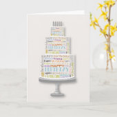 Carte unisexe de gâteau de typographie de joyeux (Fleur jaune)