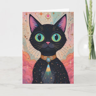 Carte Univers Chat Noir Cosmique Futuriste Atomique