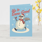 Carte Up to Snow Good – Funny Christmas Snowman Pun (Fleur jaune)