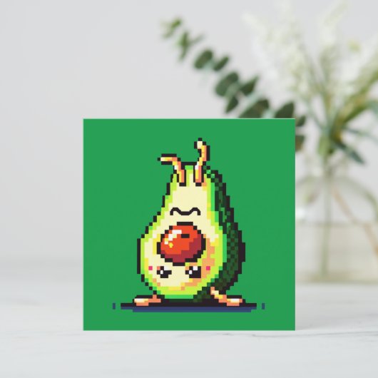 Carte Upside Down Avocado - Drôle Pixel Art Conception a (Debout devant)