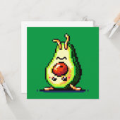 Carte Upside Down Avocado - Drôle Pixel Art Conception a (Devant/Arrière en situation)
