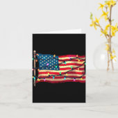 Carte Us American Flag Christmas Lights Xmas Party Santa (Fleur jaune)