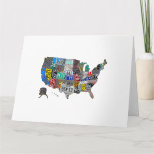 Carte US American United States Map Flag License Plate A