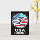 Carte US Team 2026 États-Unis American Flag Skiing U (Fleur jaune)