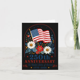Carte Usa 250e Anniversaire Floral Drapeau Américain 4 J