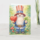 Carte USA 250th Anniversary Patriotic Gnome Heart Shamro (Dos)